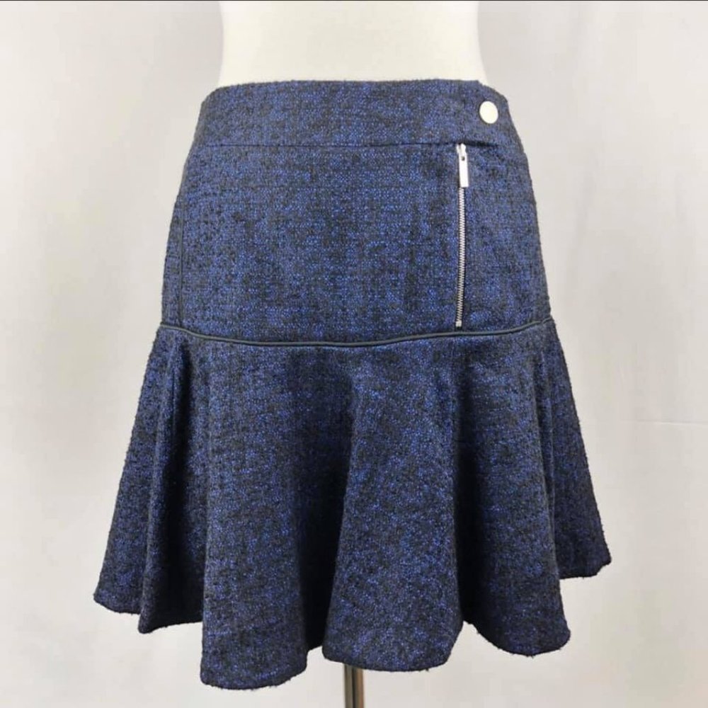 Karen Millen Blue & Black Tweed Skirt NWT 6